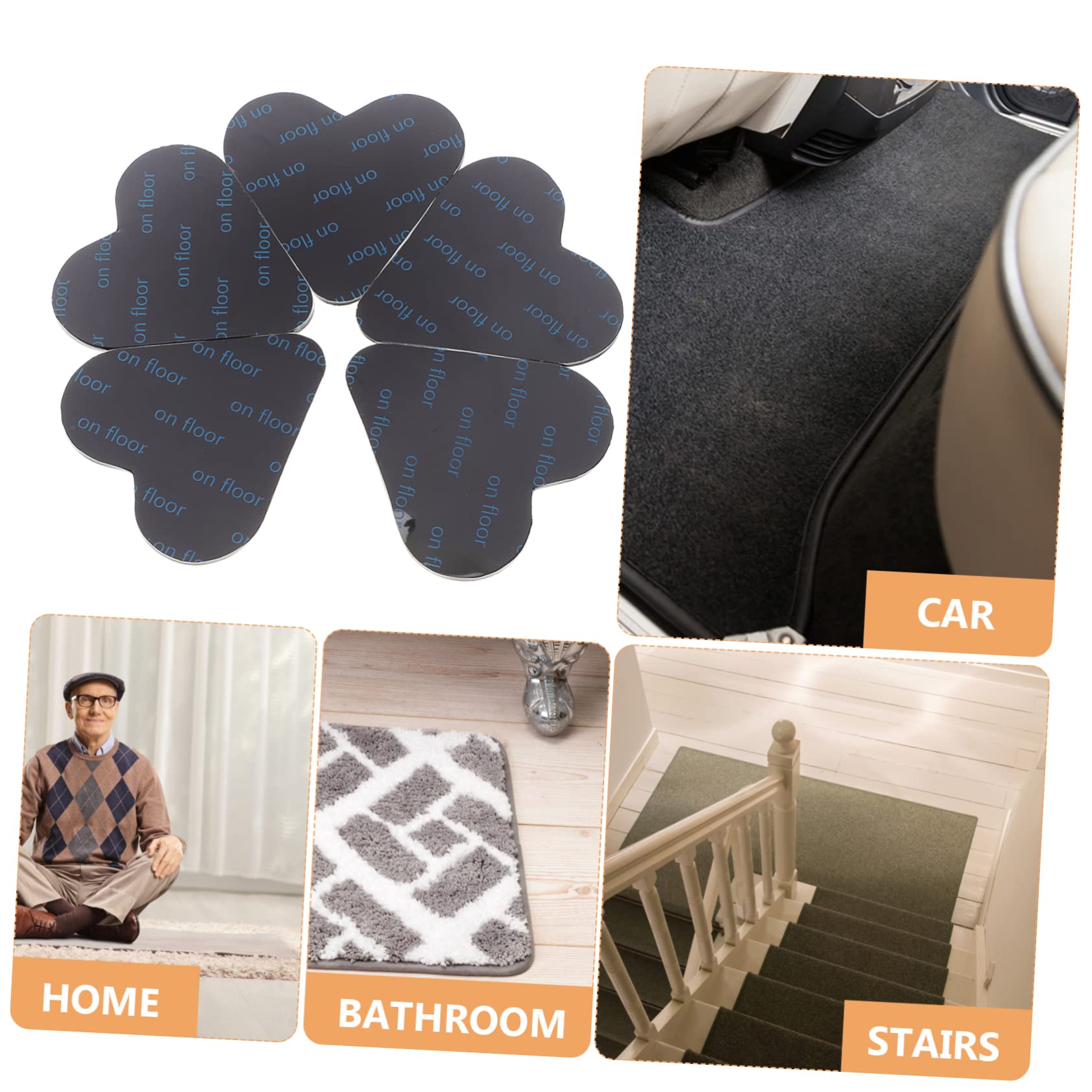 PRETYZOOM 48pièces Adhésives Antidérapantes Forme De Coeur pour Tapis Autocollants De pour Sols Durs Et Carrelages Fixation Facile Et Réutilisable