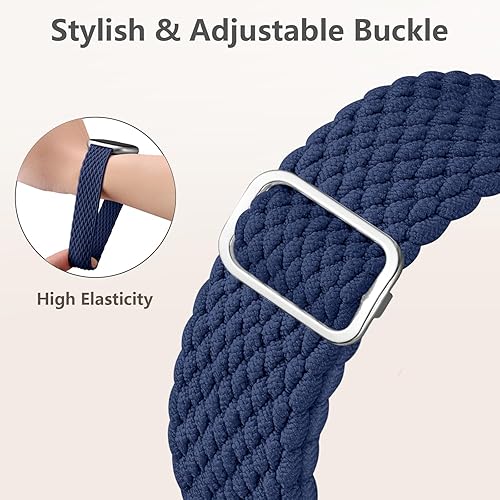 Miniatura 4 de Ouwegaga Paquete de 3 bandas elásticas compatibles con Fitbit Versa 4Fitbit Versa 3Fitbit SenseFitbit Sense 2 bandas para mujeres y hombres, correa