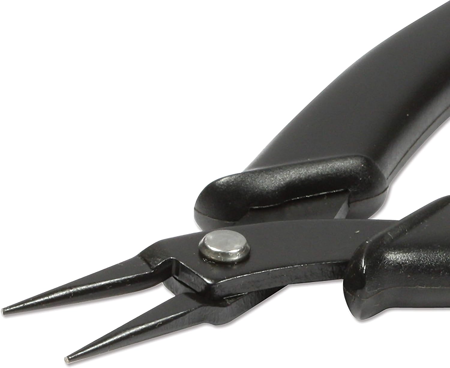 The Beadsmith Hi-Tech Round Nose Pliers, 5.5 inches (140mm) with high Carbon Steel Head, Black Comfort Grip Handle with Spring, Tool for Jewelry Making, Electronics or Micro Mechanics