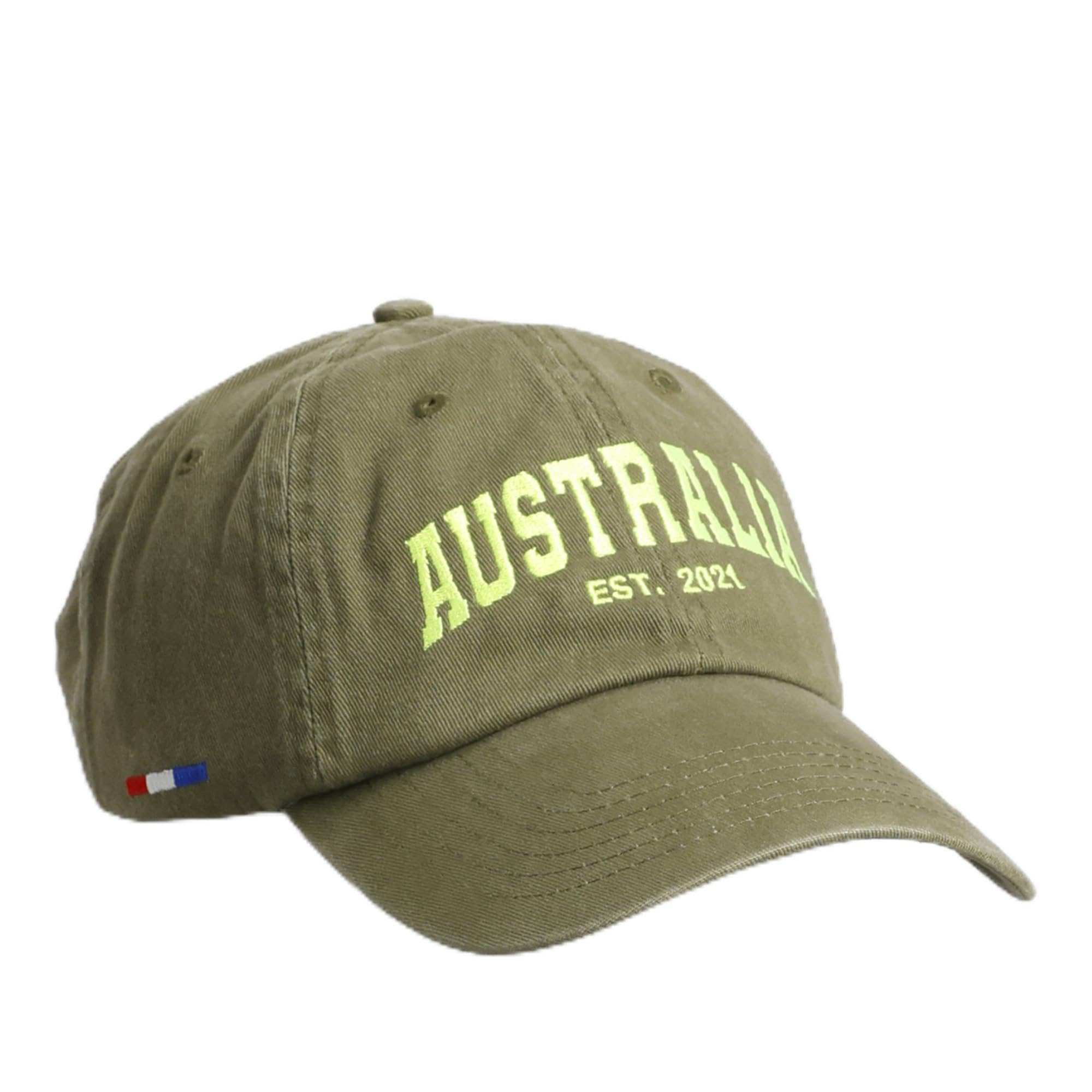 Australia Dad Cap Olive | Cotton Twill Unstructured Cap with Australia Embroidery & Flag-image-2