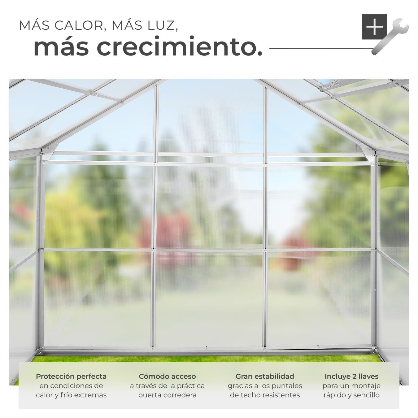 tectake Invernadero de Jardín de Aluminio y Policarbonato, Caseta Jardín Exterior 190x185x195, Vivero Huerto Casero 5,85m³, Invernadero Terraza para Cultivo de Plantas