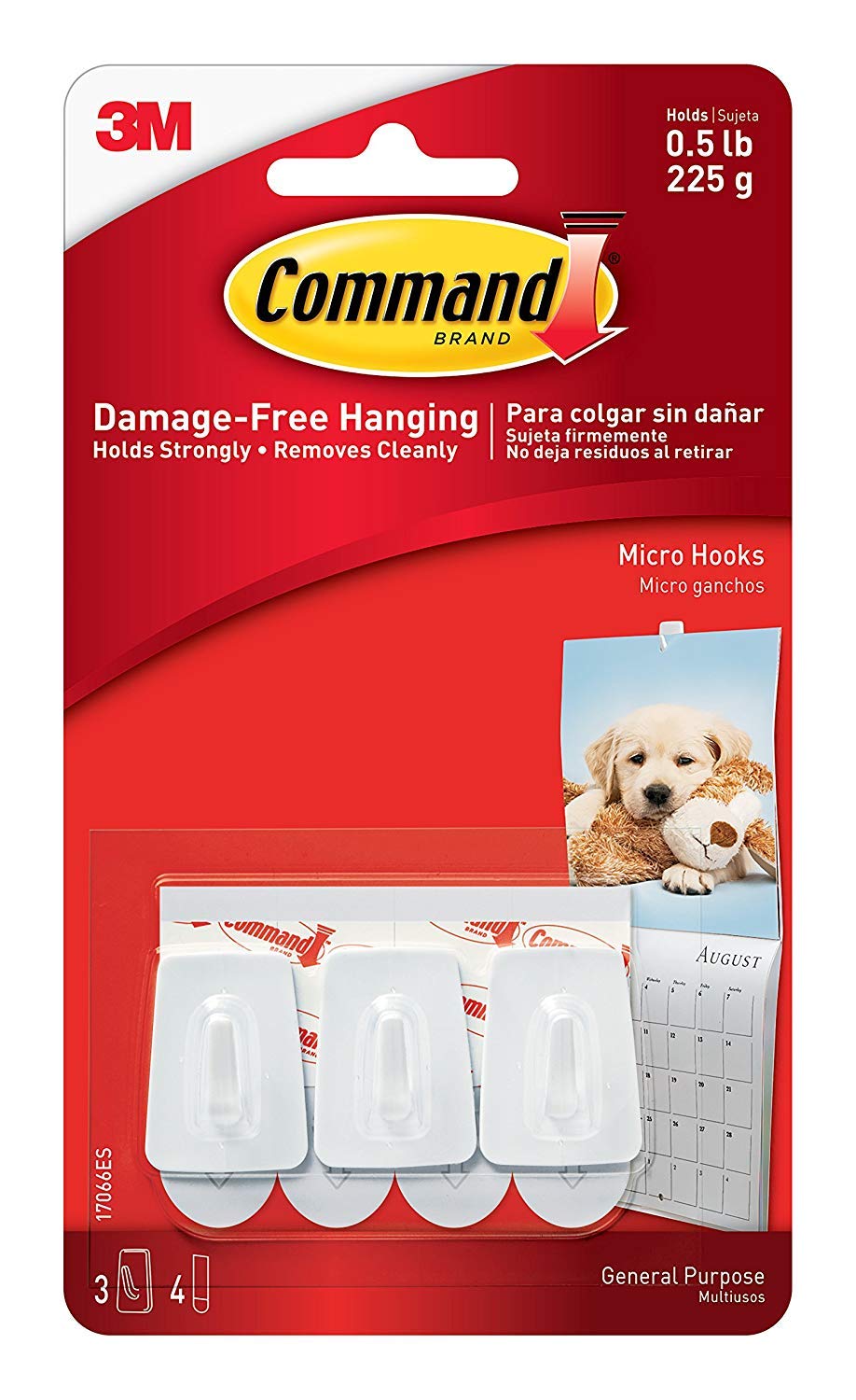 3XMicro Hooks Adhesive Strips (1 Pack of 3 Hooks)