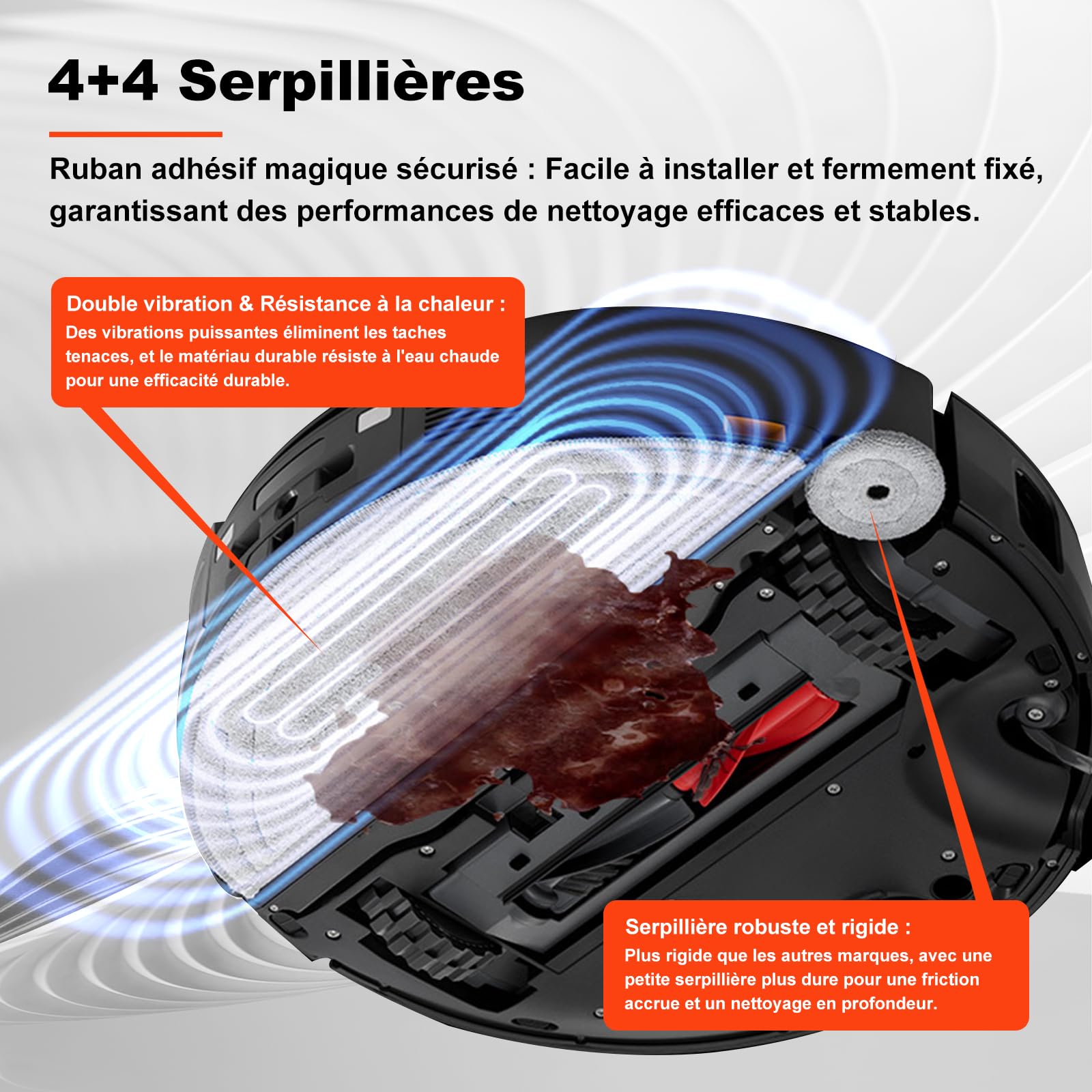 Saros 10 Accessoires de Rechange pour Roborock Saros 10, 25 Pièces, 2 Brosses Principales 4 Brosses Latérales 4 Sacs à Poussière 4 Filtres HEPA 4+4 Tampons de Vadrouille à Double Vibration