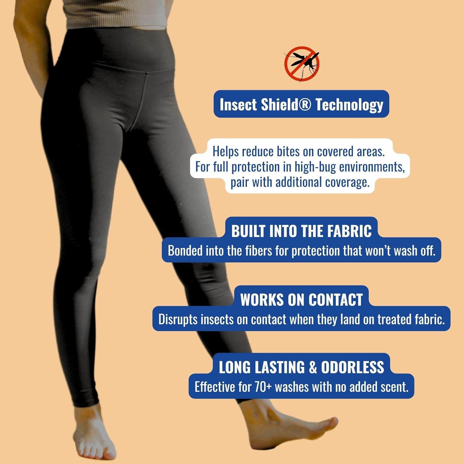 Women's Insect Repellent Feathersoft Leggings – Mosquito & Bug Repellent Travel Pants with Insect Shield® Protection