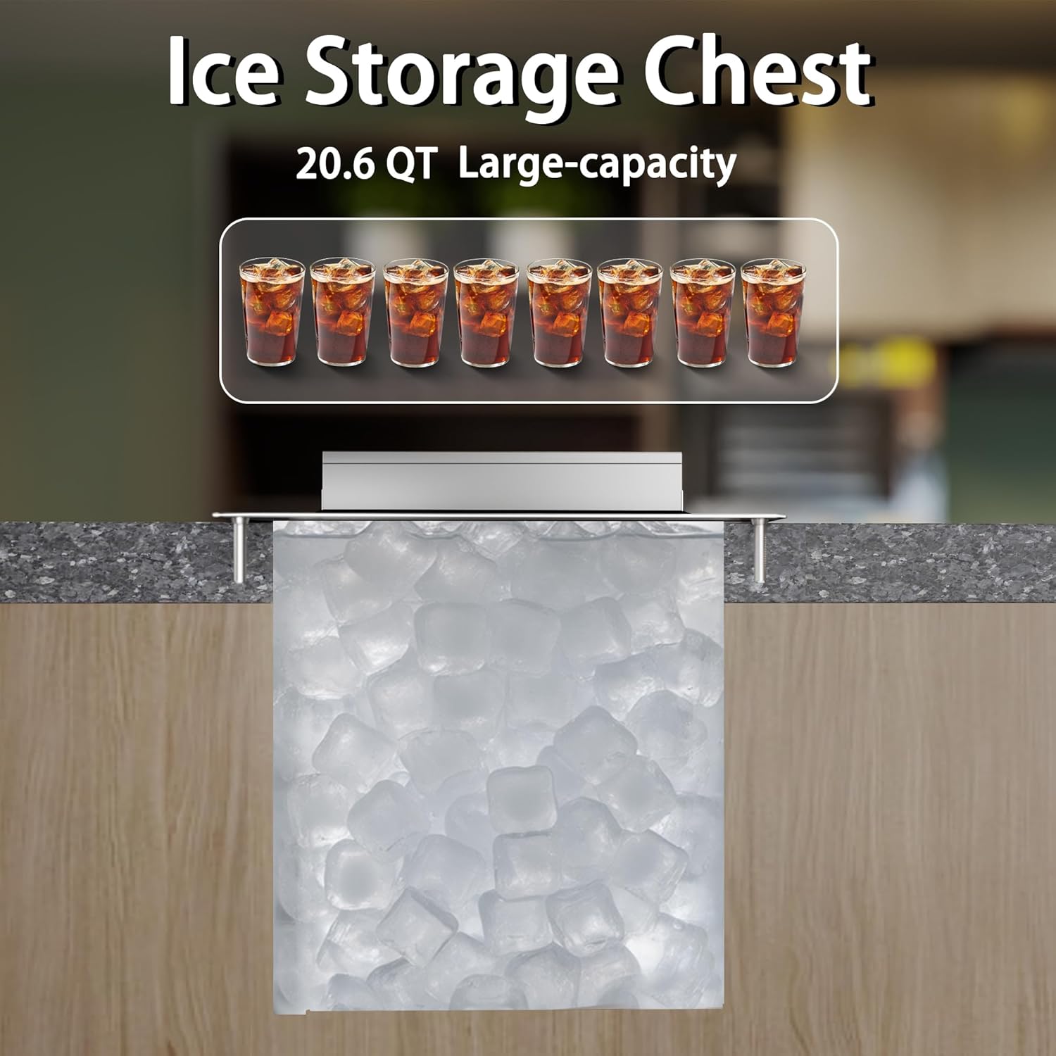 HARDURA Drop-in Stainless Steel Ice Bin, Commercial Insulated Ice Chest with Sliding Cover for Storing Ice Cold Wine Beer