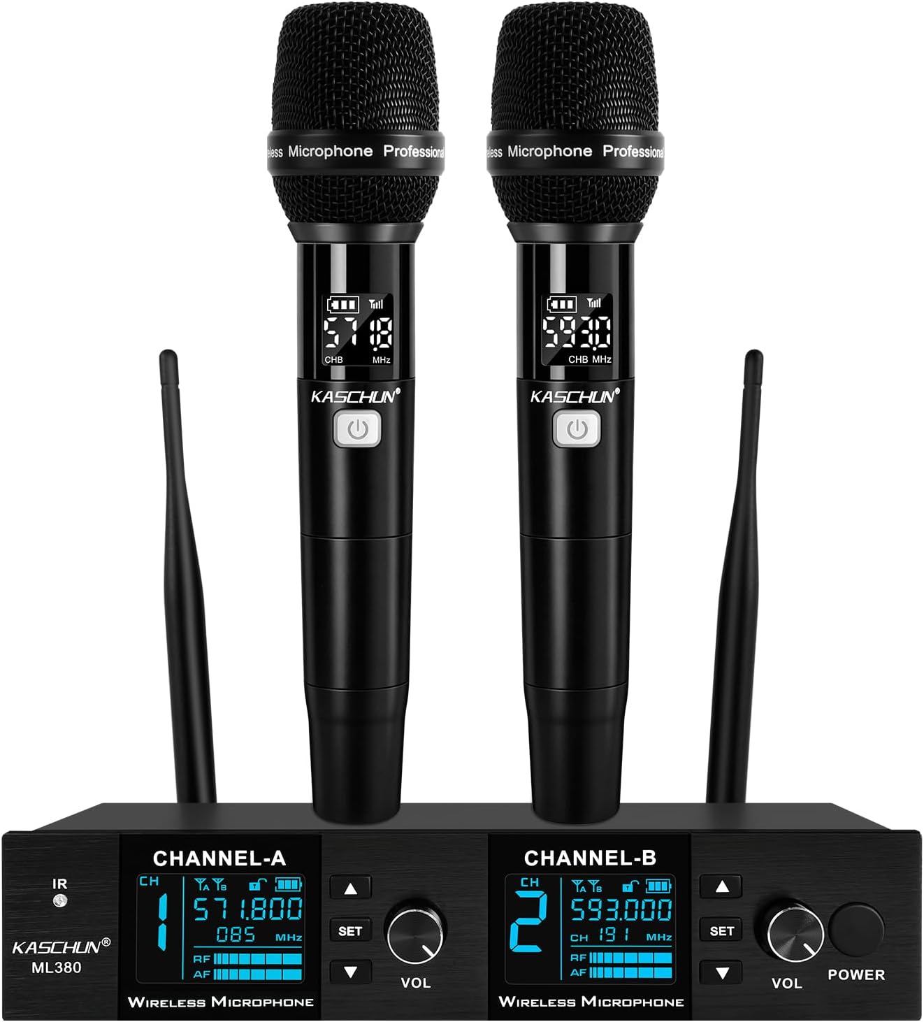 Dual UHF Auto Scan Handheld Wireless Microphone System
