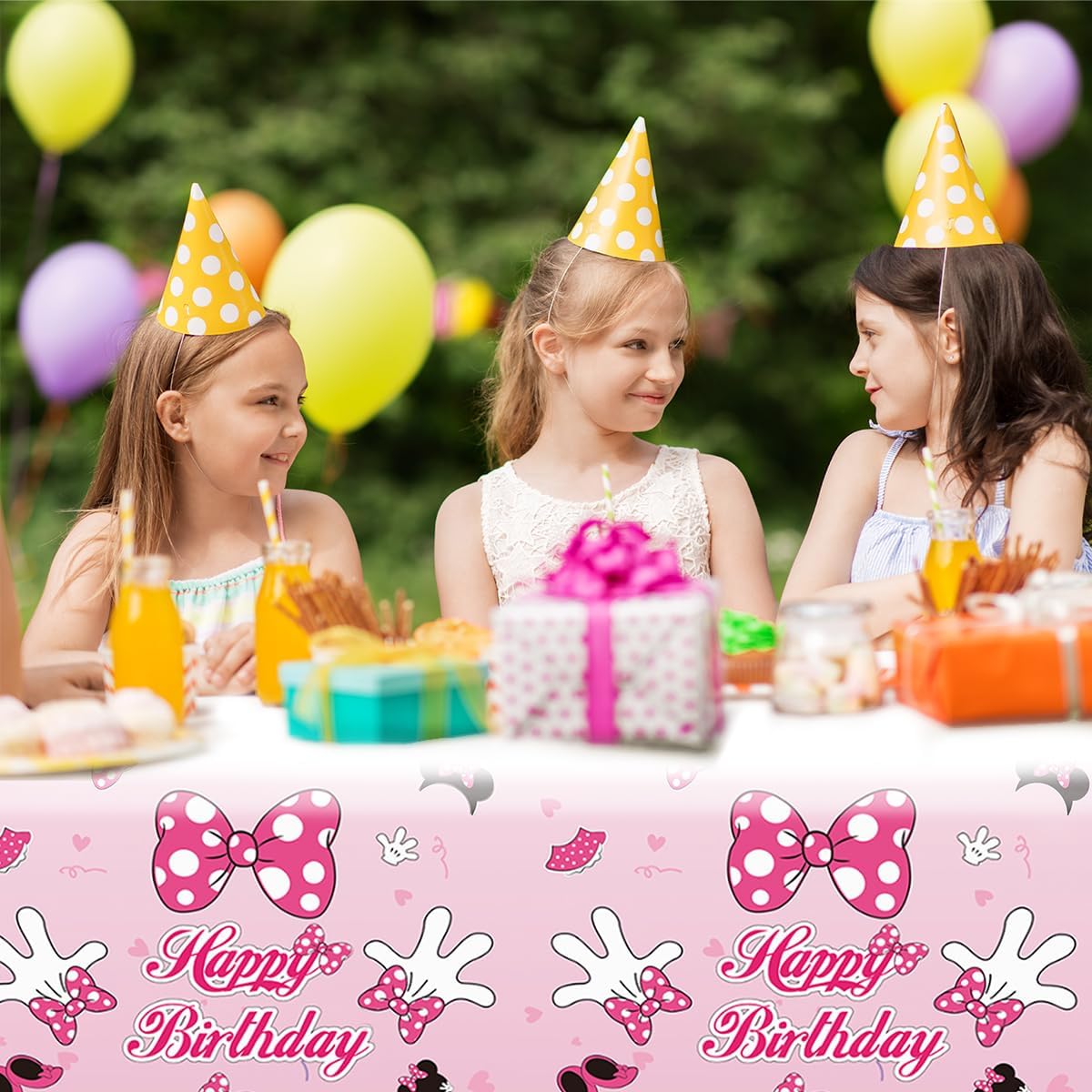 2pcs Pink Mouse Party Tablecloth,Pink Mouse Birthday Party Decoration - Image 6