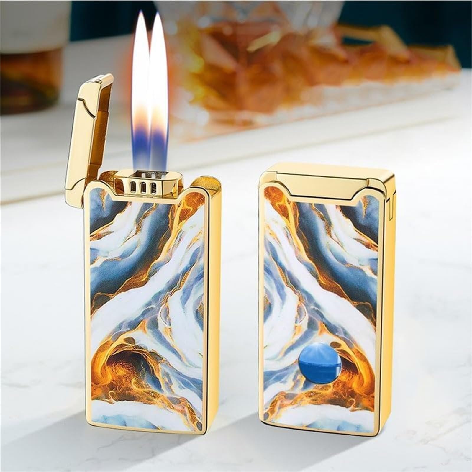 Encendedor de metal elegante de cuatro fuegos, el regalo perfecto para hombres