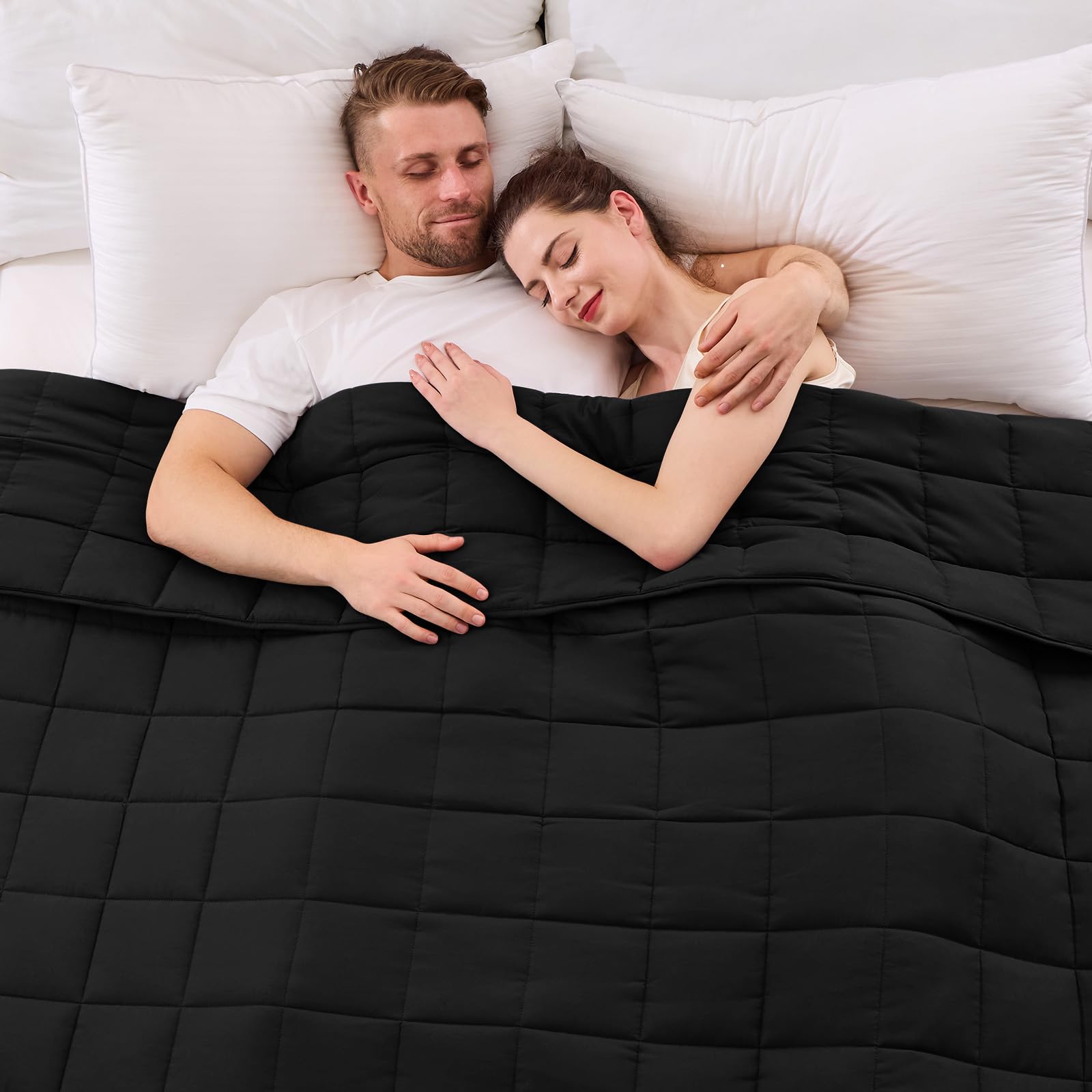 yescool Weighted Blanket for Adults (30 lbs, 88” x 104”, Black) Cooling Heavy Blanket for Sleeping Perfect for 290-310 lbs, King Size Breathable