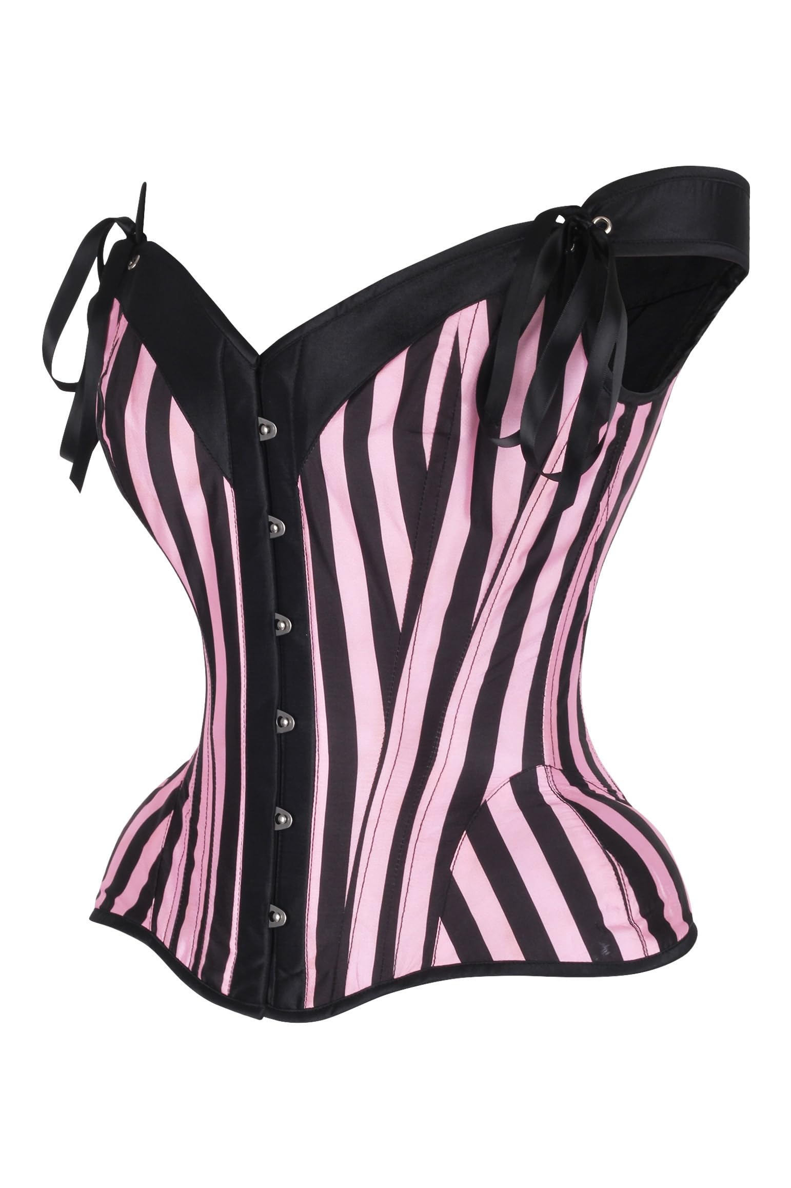 Daisy corsets Damen Top Drawer Pink/Black Striped Steel Boned Corset W/Straps Korsett (1er Pack)