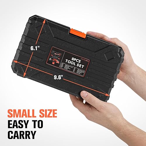 Miniatura 7 de Kit de herramientas de 9 piezas para el hogar, pequeños juegos de herramientas para hombres, mujeres, mini herramientas de mano con caja de
