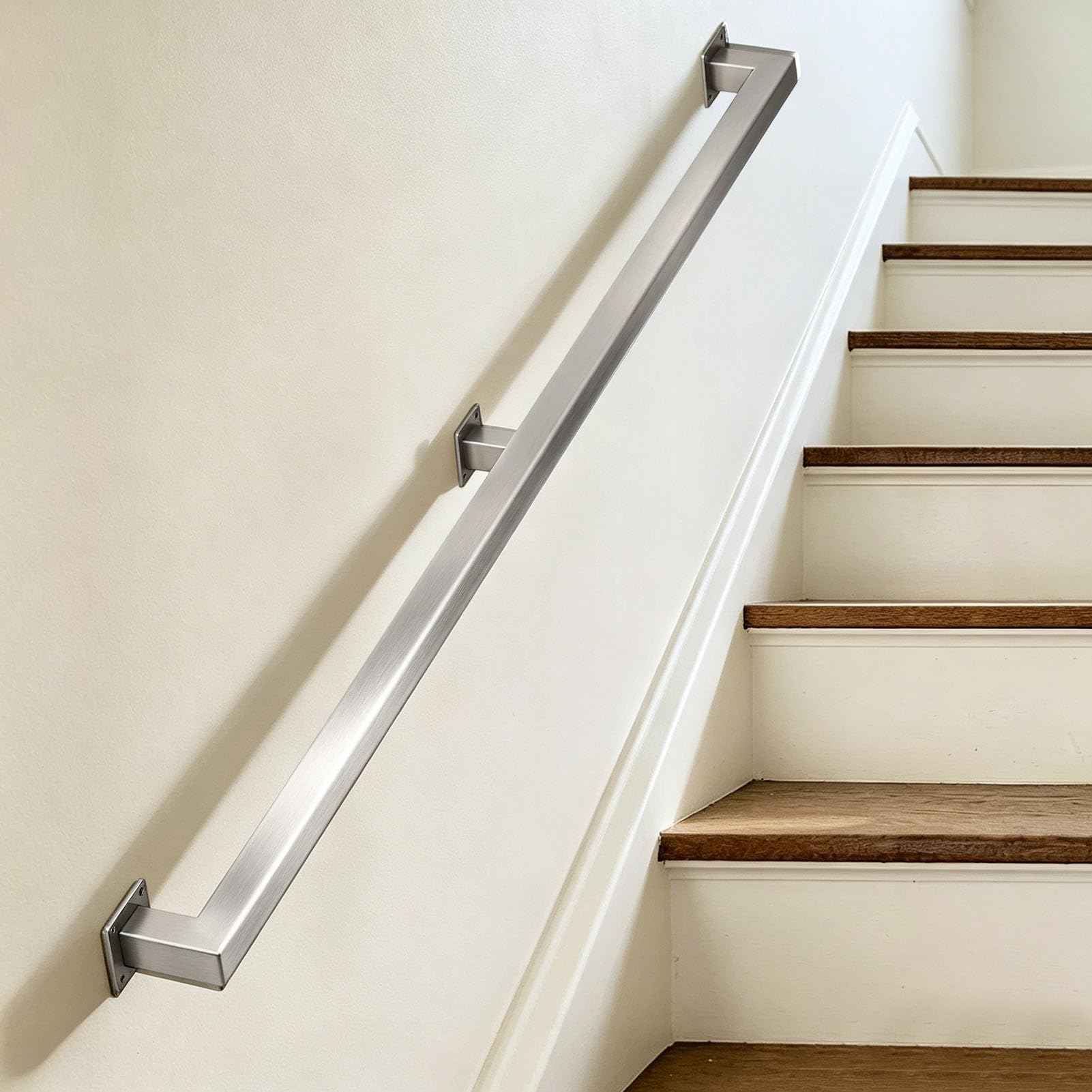 Corrimano per Scale in Metallo - Ringhiera di Sicurezza Antiscivolo in Acciaio Inox Stile Industriale, Maniglia di Supporto a Parete per Scale Interne ed Esterne 1 2 3 4 5 6 m (14