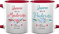 Vista 8 de Padrinos De Bautizo Propuesta Set 2 Tazas Café 11Oz, Quieres Ser Mi Madrina est 2024, Regalo de propuesta de padrinos, Para Niño, Niña, Dios padres