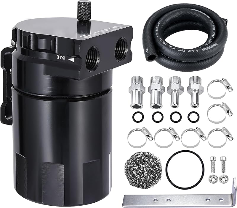 Oil Catch Can EVIL ENERGY com Defletor em Alumínio 300 mL e Mangueira NBR – Kit