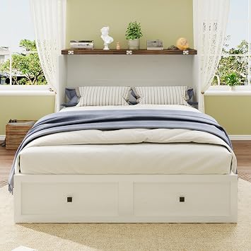 LUXOAK Queen Size Murphy Bed with Charging Station