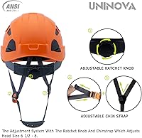 Vista 2 de UNINOVA Casco de seguridad – Casco aprobado por ANSI Z89.1 ajustable – Suspensión de trinquete de 6 puntos y cascos OSHA