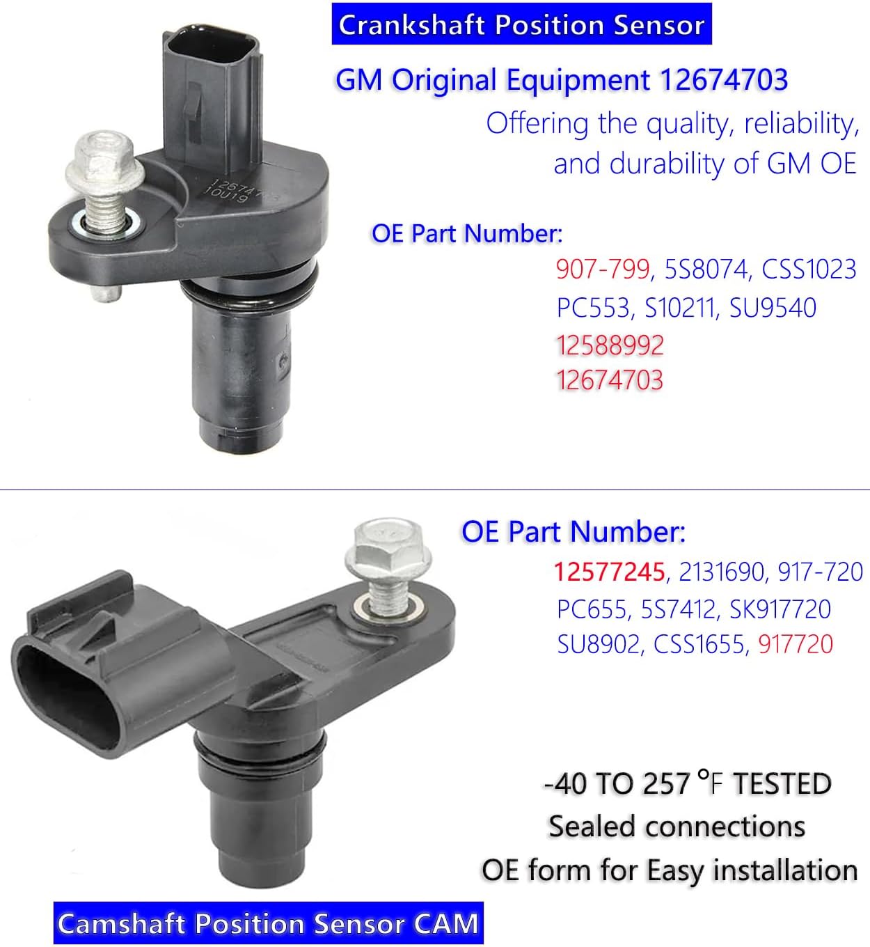 VVT Intake & Exhaust Camshaft Position Actuator with Camshaft Sensor Crankshaft Sensor Kit for Chevy GMC Equinox Malibu Cobalt HHR Terrain Buick Pontiac Saturn 2.0L 2.2L 2.4L 12655420 CHENHO