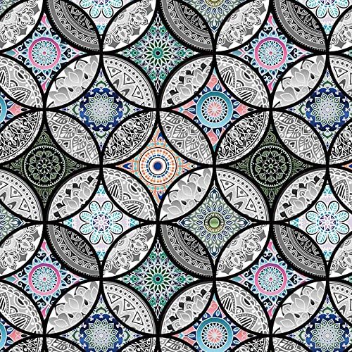 dktie Static Cling Decorative Window Film Vinyl Non Adhesive Privacy Film,Stained Glass Window Film for Bathroom Shower Door Heat Cotrol Anti UV 17.7In.by 78.7In.