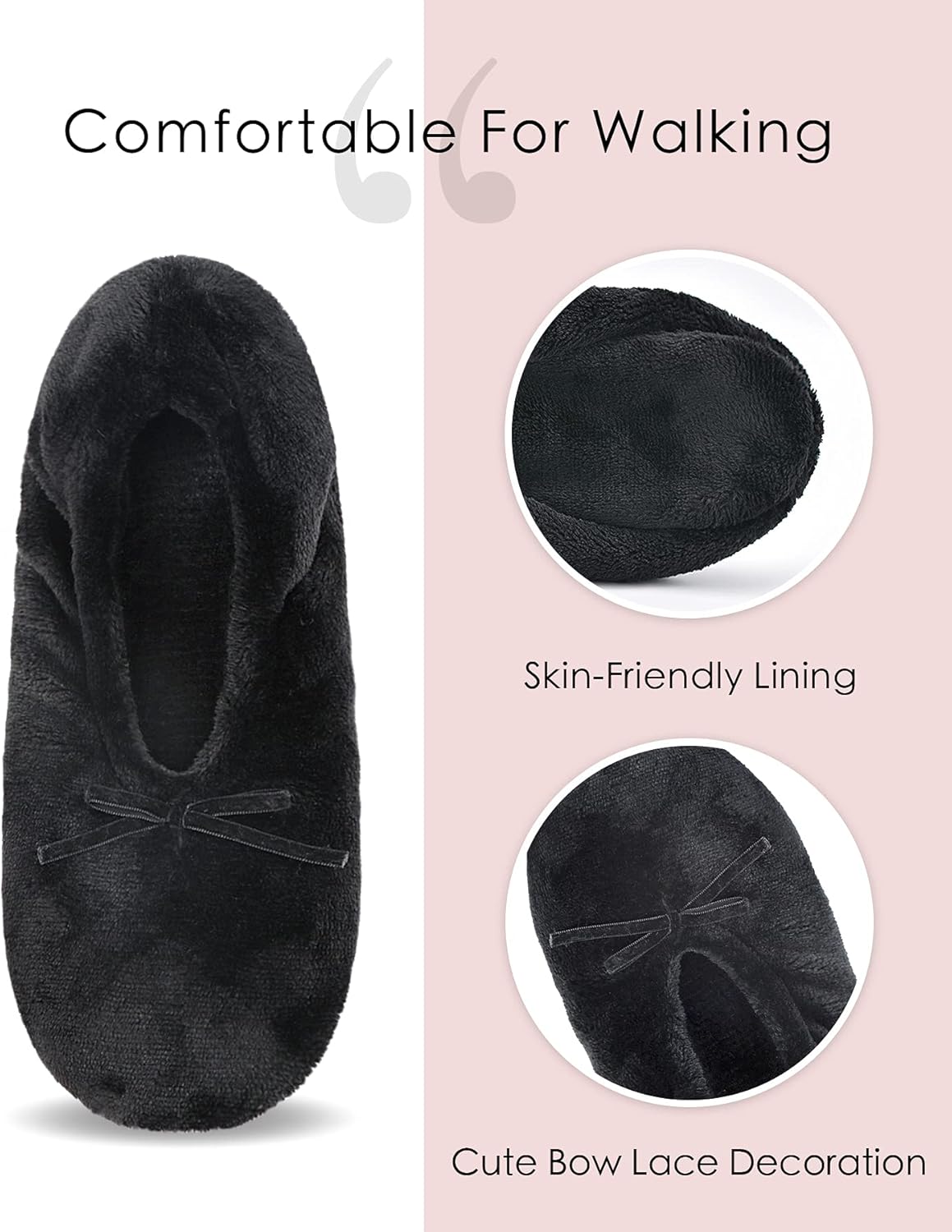 DICUIRD Ballerina House Slippers for Women, Anti-Skid Comfy Warm Ballet Style Slippers - Image 3