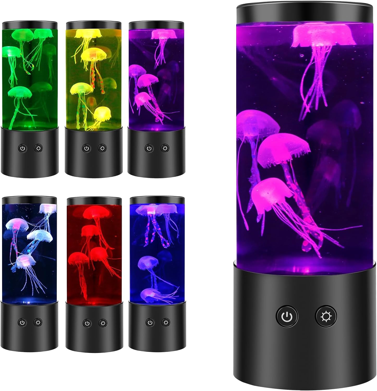 JETHMA Jellyfish Lava Lamps, LED Jellyfish Lamp with 7 Color Changing Modes USB/Battery Operated Jellyfish Night Light Mini Jellyfish Aquarium Lamp for Home Office Living Room Decor