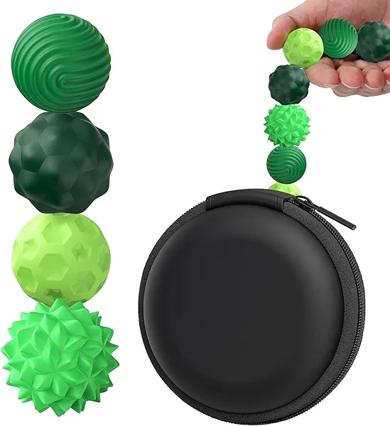 BUSOHA Silicone Magnetic Fidget Balls - 4 Pack Silicone Stress Relief Balls Stone for Adults Sensory Travel Toys for Calming,Stress,Autism and ADHD,Gifts for Teens Adults,Green