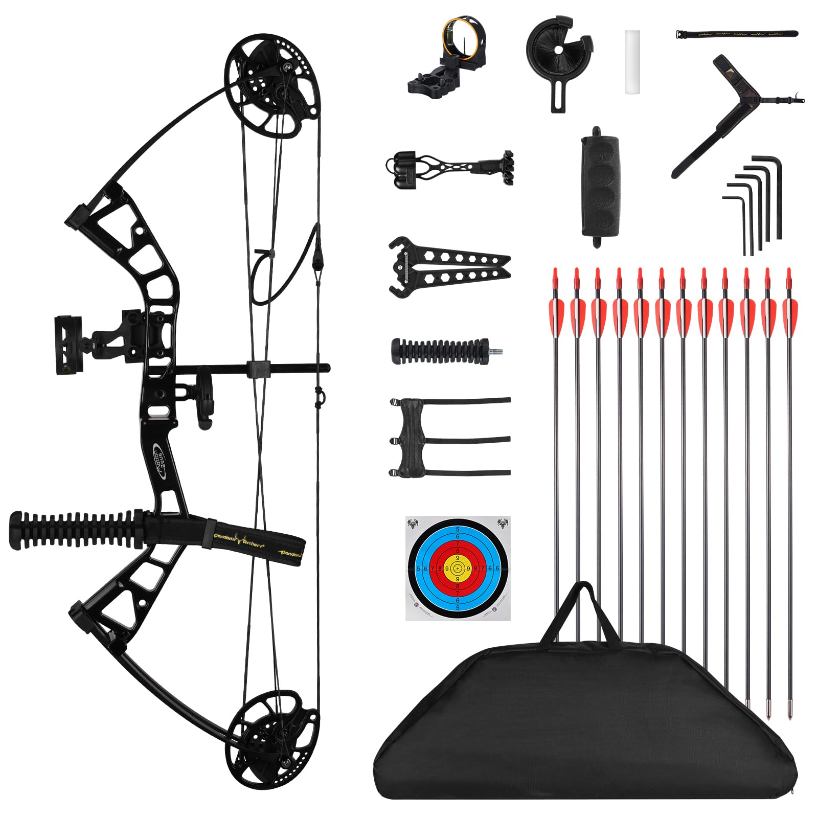 Junior Compounnd Bow Set for Youth & Kids,Beginners and Women Bow Draw Length 16"-28",Draw Weight 10-40Lbs,290fps，Adjustable