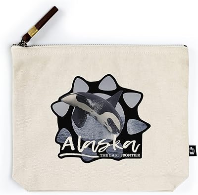 Lantern Press Alaska, Orca Jumping, Contour (100% Cotton Canvas Travel Accessory Go Bag)