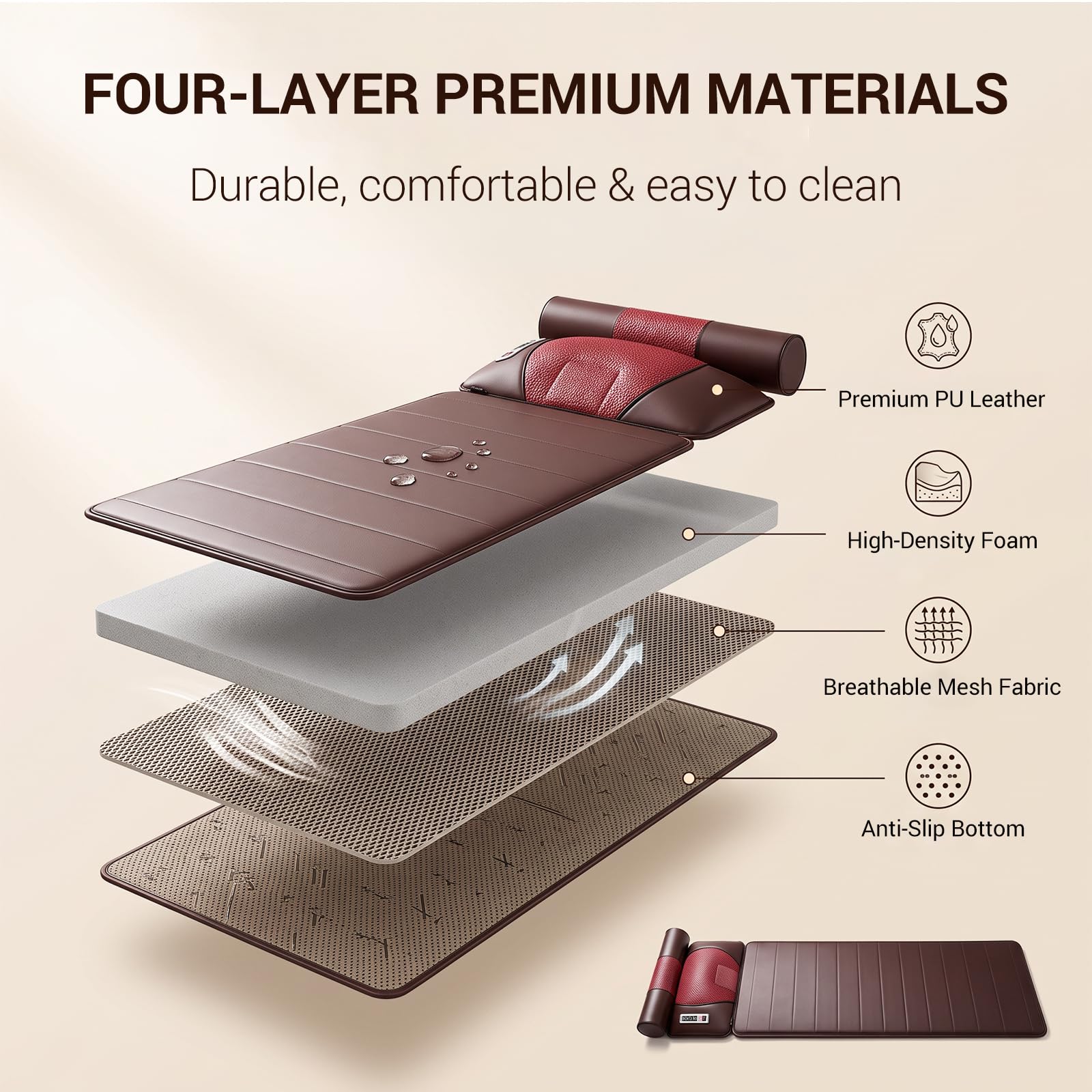 Tapis de massage pour tout le corps avec fonction chauffante, massage du