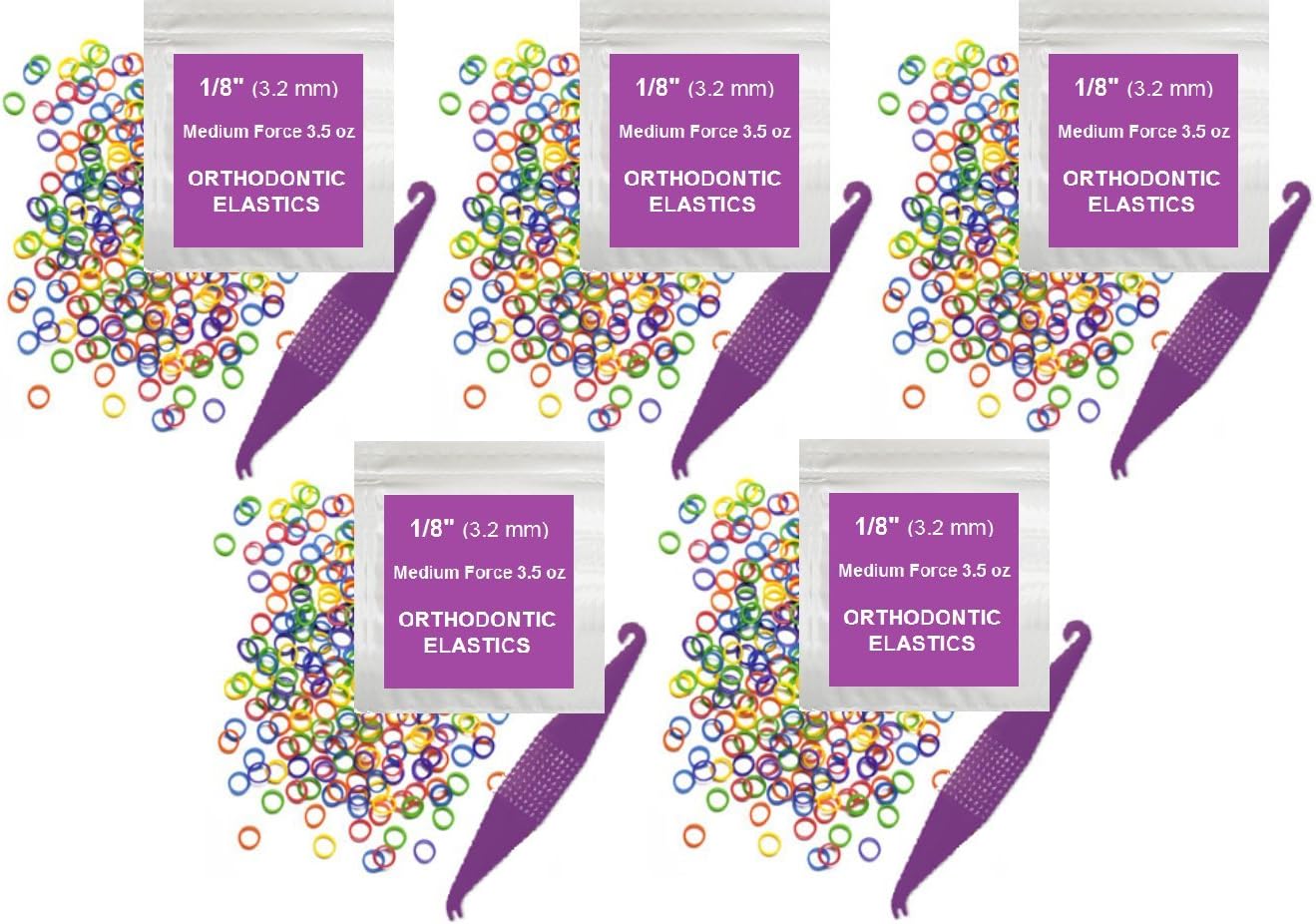 1/8 Inch Orthodontic Elastic Rubber Bands - 100 Pack, Natural, Medium Force 3.5 oz - Dental Rubber Bands, Teeth Rubber Bands Gap Fixer, Dreadlock Rubber Bands, 1 Elastic Placer for Braces Included : Health & Household