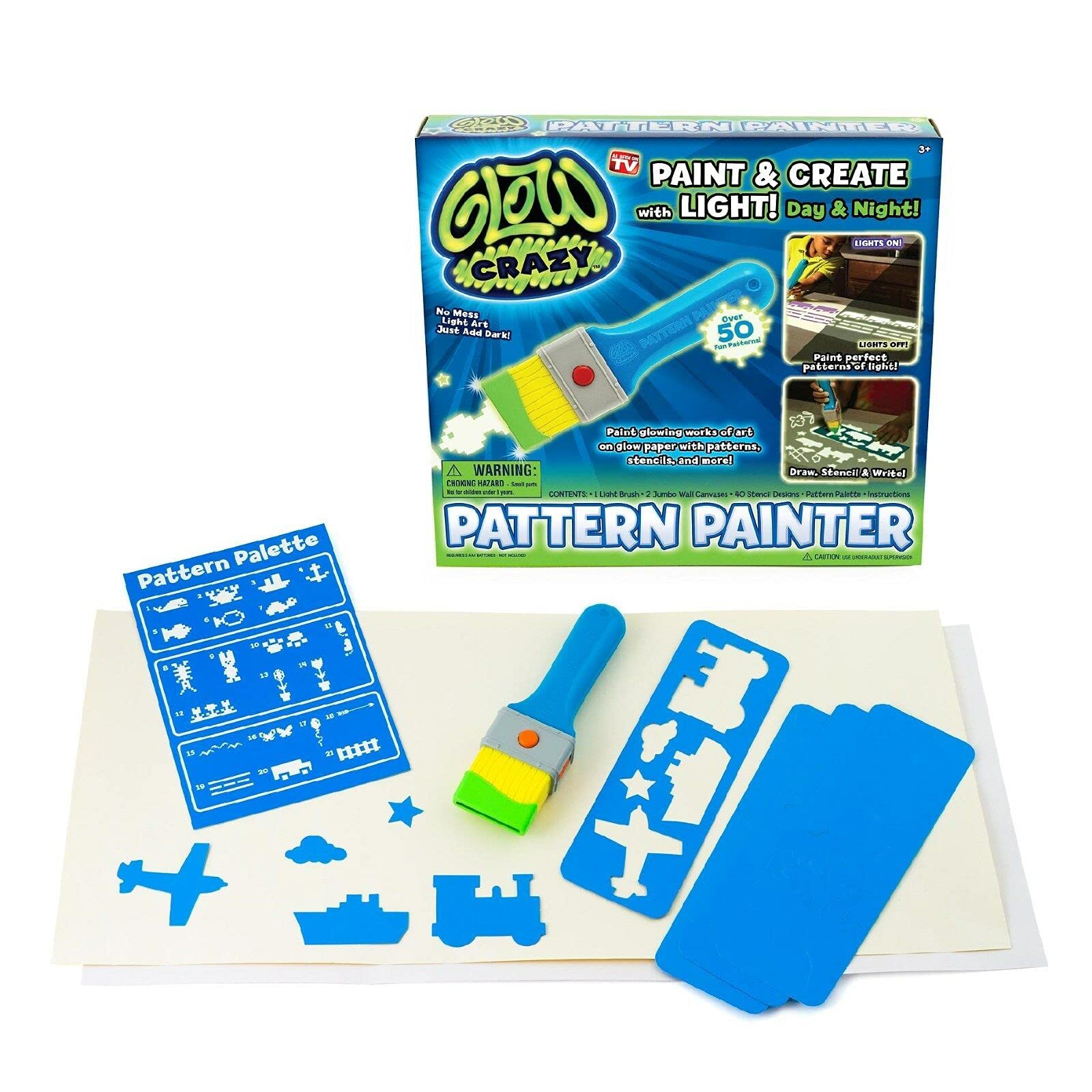 FunBlast Glow Crazy Pattern Painter Brush The Pattern Painter Over The Special Glow canvases to Create Brilliant Strokes of Light and Dozens of Glow Patterns