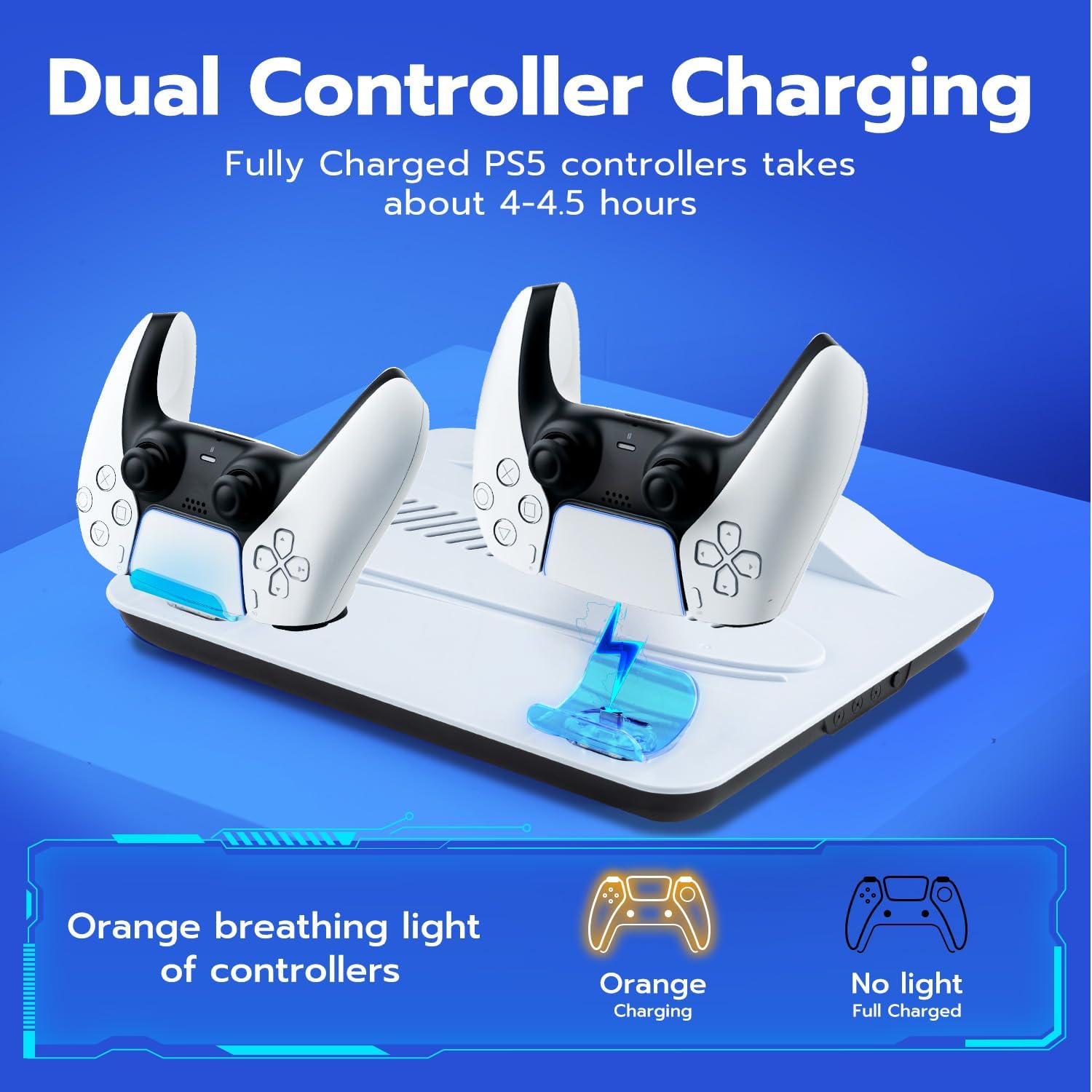 Mcbazel Cooling Station for PS5/Slim/Pro Disc & Digital Console, Vertical Stand Charging Dock with Dual Controller Charger for PlayStation 5, PS5 Accessories Kit with 3 Level Fan - Image 4
