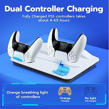 Mcbazel PS5 Cooling Stand with Controller Charger for PS5/Slim/Pro, White