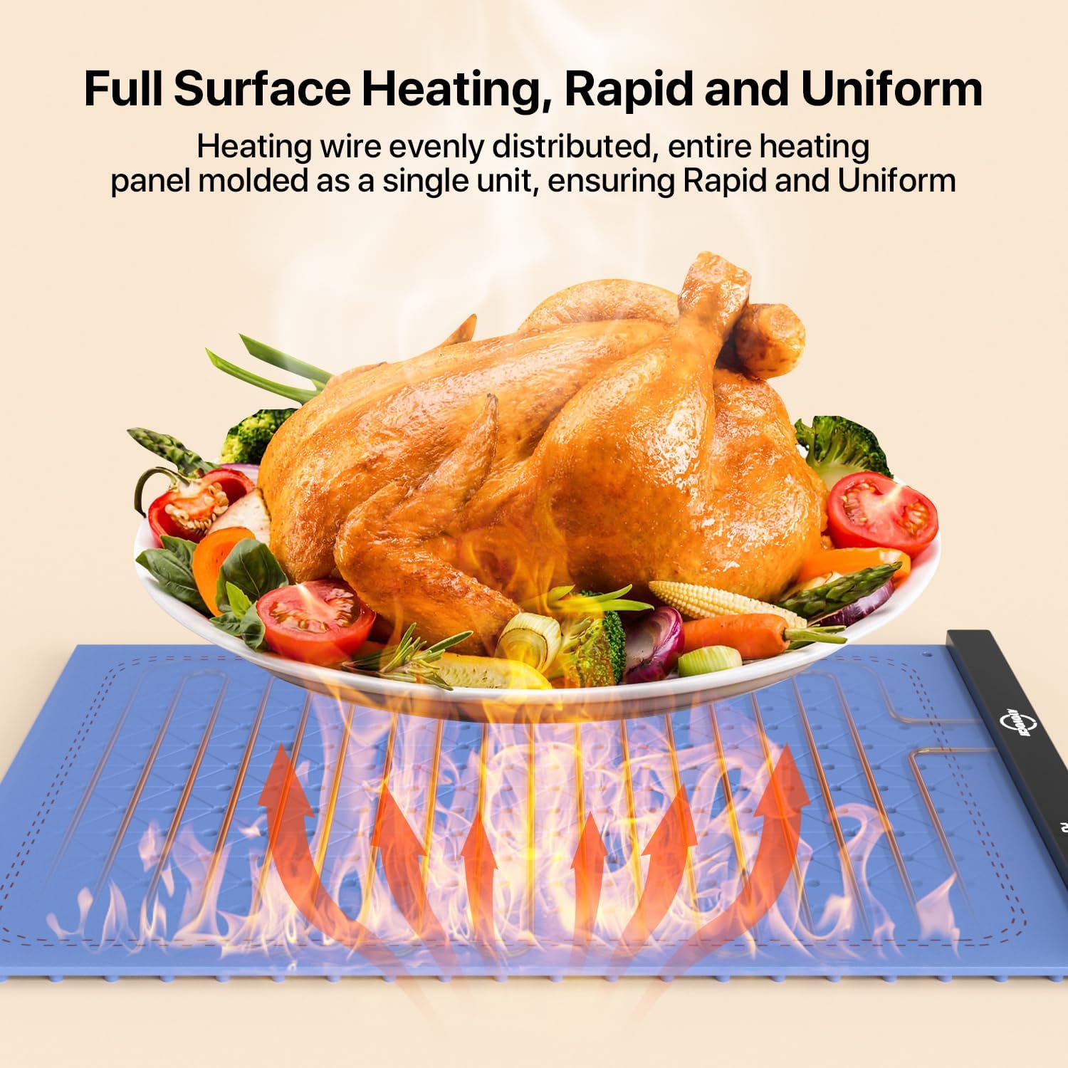 Electric Warming Tray - Full Surface Heating, Foldable Food Warmer for Parties, Premium Silicone Nano-Material, 3 Temperature Settings, Food Warmer for Gatherings, Parties, Everyday Use