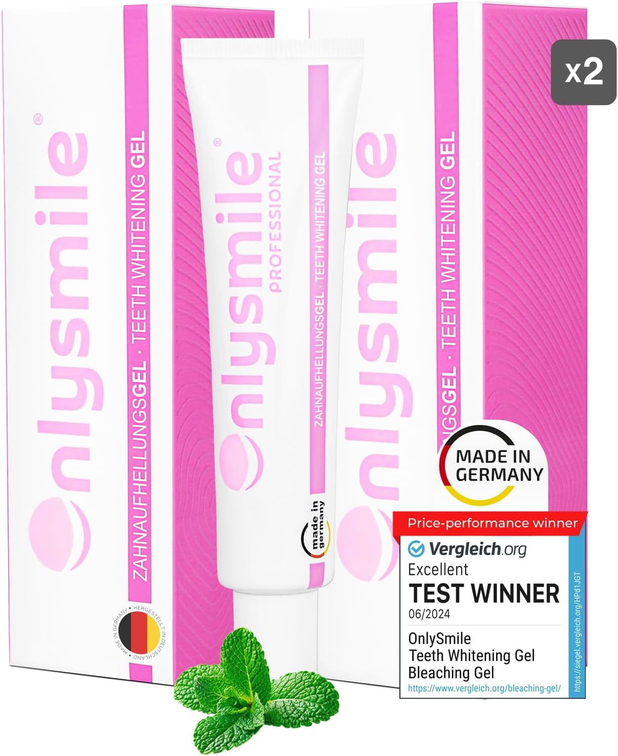 Double Pack 2X Onlysmile Teeth Whitening Gel for White Teeth | Tooth Whitening and Bleaching Gel with Instant Effect | Cosmetic Teeth Cleaning | for Sensitive Teeth | Direct from The Manufacturer