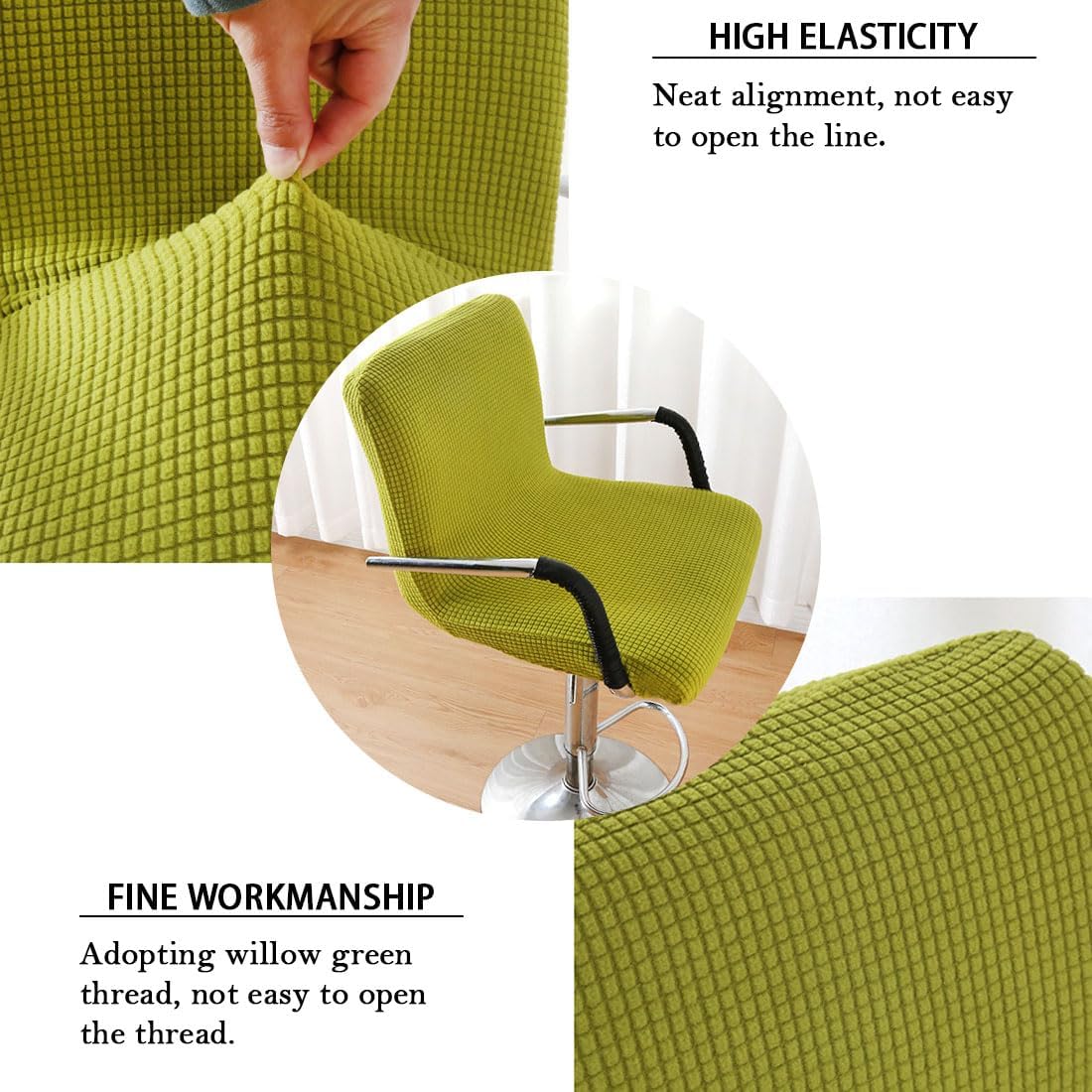 Bar Stool Cover with Back Stretch Square Swivel Barstool Chair Slipcover for Counter Modern Armrest Counter/Island High Chair Cover Set of 6 Burgundy