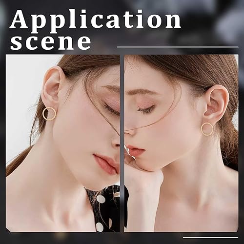 Miniatura 5 de Beebeecraft 30 aretes circulares chapados en oro de 18 quilates, aretes redondos trenzados, simples y minimalistas, con 30 aretes de mariposa para