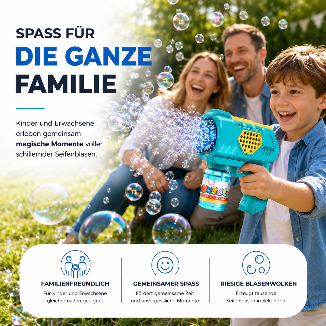 Pistola de burbujas para niños y adultos, para pompas de jabón automáticas y pistola, con depósito, máquina de burbujas de jabón para bodas y cumpleaños