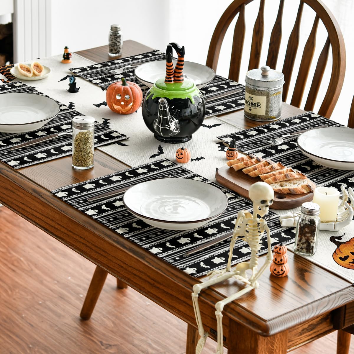 Artoid Mode Bat Spider Halloween Placemats Set of 4-12 x 18 Inch