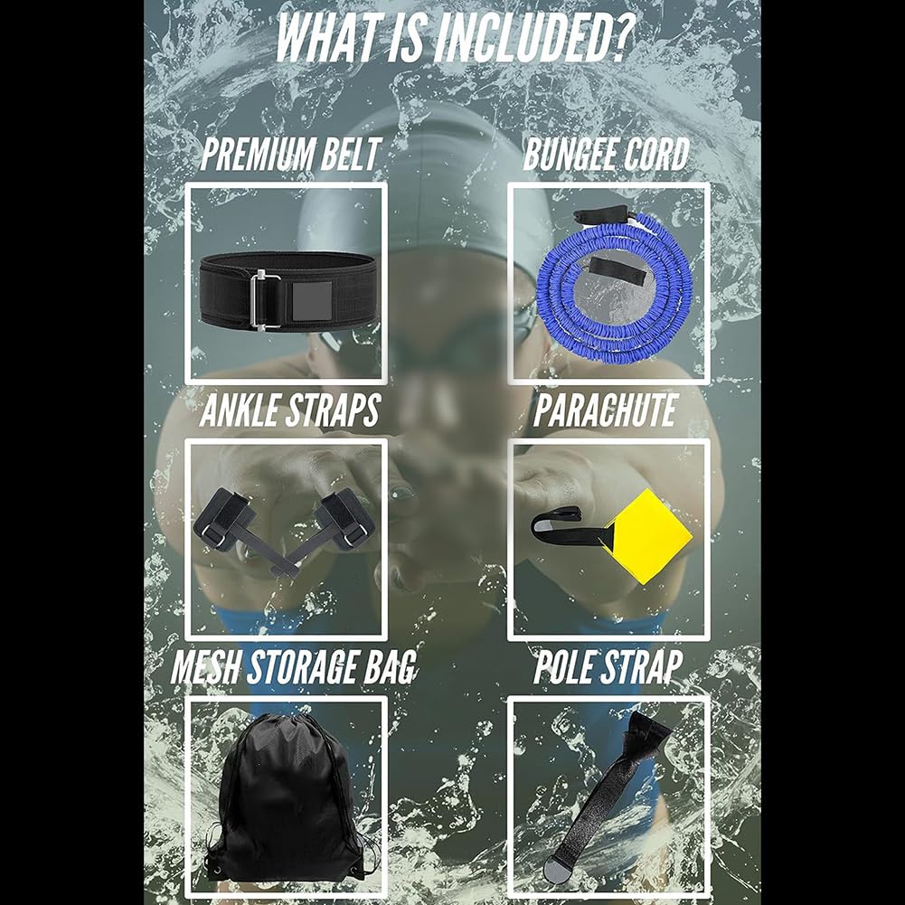 Cintura da allenamento per nuoto con paracadute, imbracatura stazionaria per esercizi di resistenza in piscina, cinghie regolabili in neoprene alla caviglia per trapano di forza, unisex, per