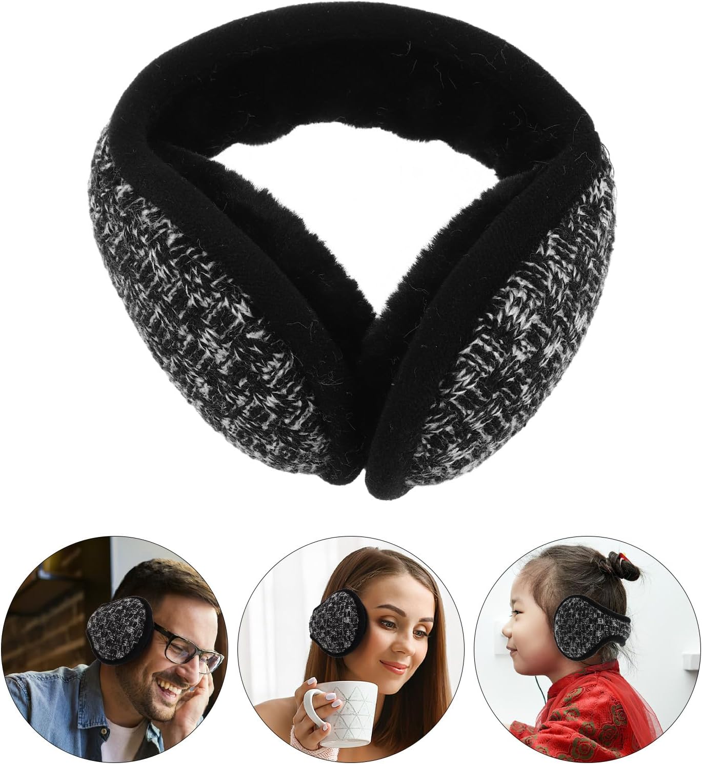 Knitted Ear Muffs with Twist Pattern Soft Foldable Ear Warmers for Women and Men Head Design for Secure Fit for Cold Weather Outdoor Activities Like Cycling Hiking Skiing