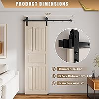 Vista 4 de DonYoung 5FT Sliding Barn Door Hardware Kit, Upgraded Screw Fixation Modular Track, Heavy Duty Barn Door Track Kit Fits Single Door 26"-30" Wide