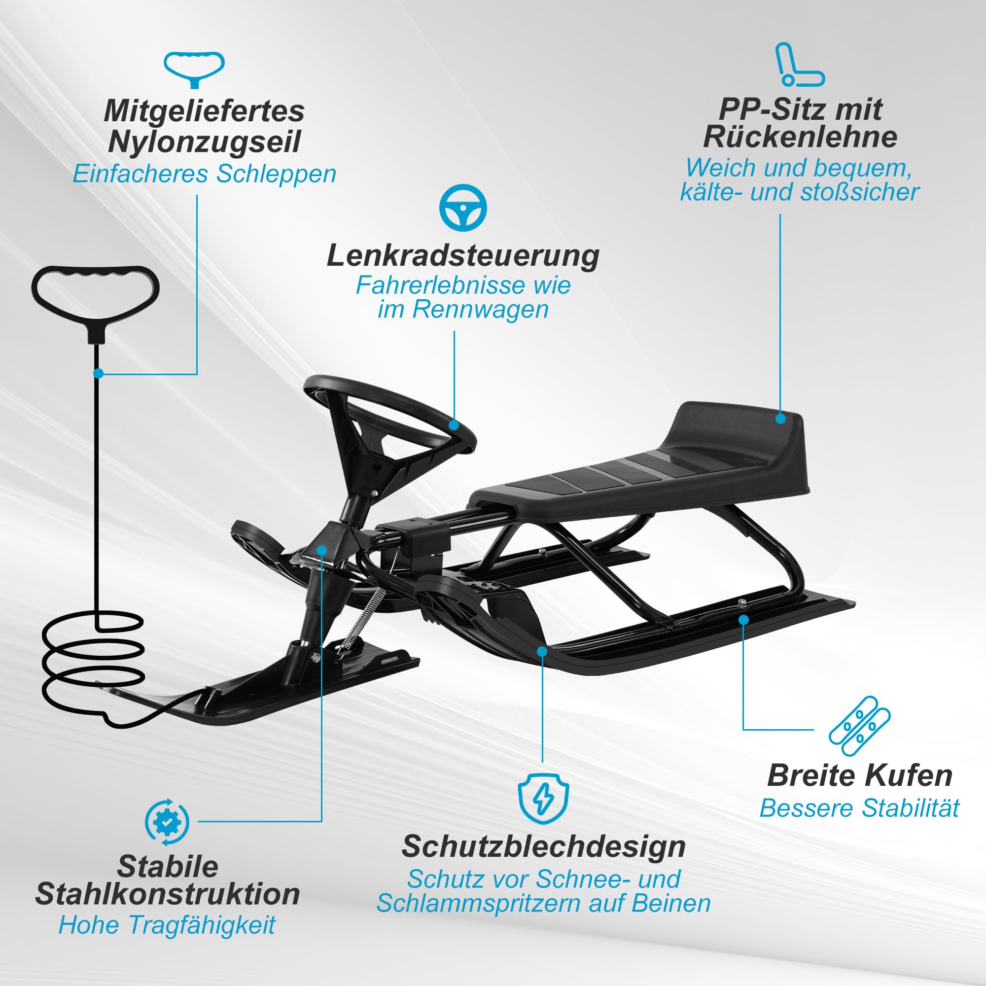 Kit Luge Enfant Set De Skis De Neige Pour Draisienne - Accessoire Hiver Enfant Pour Glisse Et Amusement - 53 Cm Planches Neige équilibre