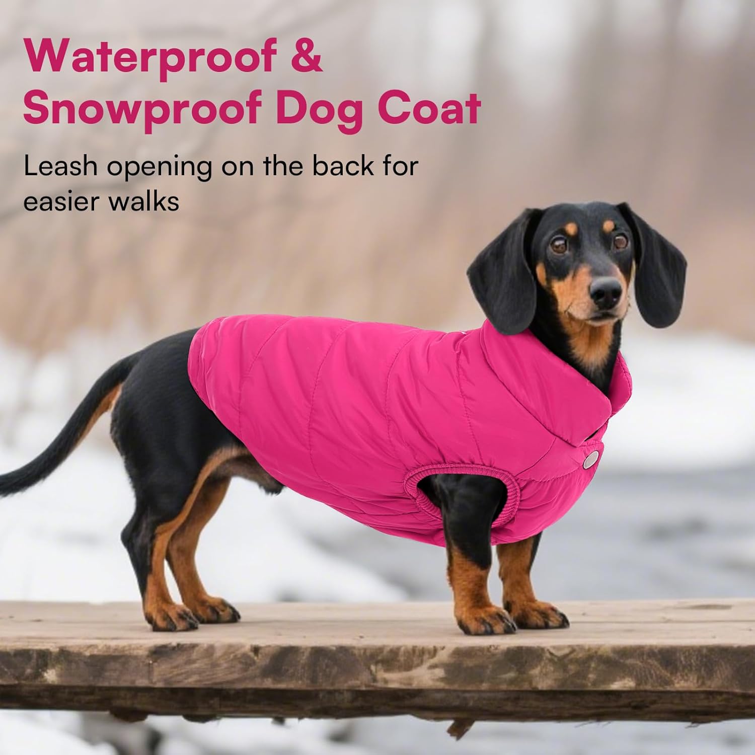 ASENKU Dog Winter Coat - Waterproof Windproof Dog Jacket, Warm Snowproof Doggie Puffer Vest for Cold Weather, Lightweight Snow Coats for Small Medium Large Dogs (Pink, S) - Image 5