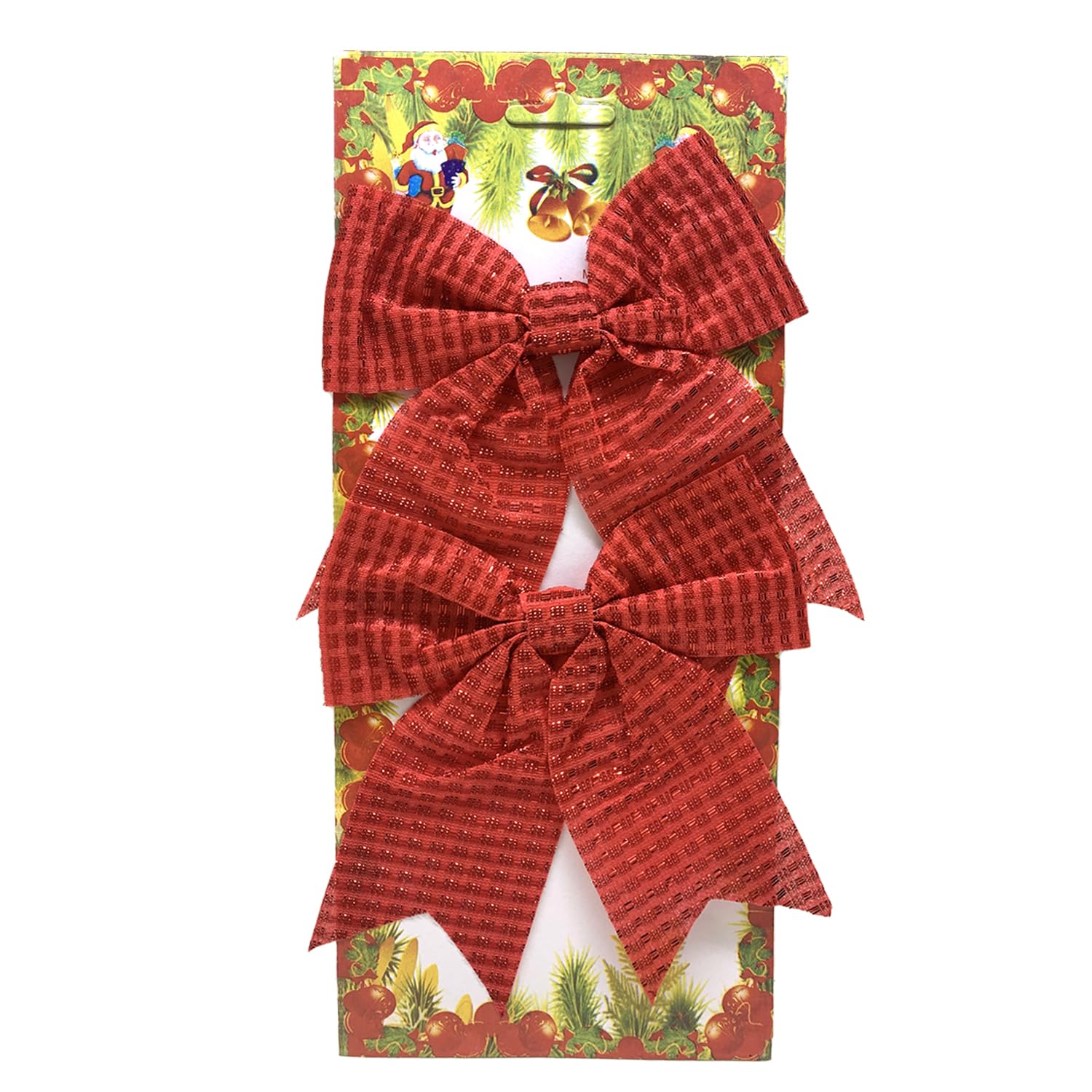 AEX Christmas tree bows Large Red Bows for Christmas Tree Decorations Glitter Decorative Bow for Red Christmas Tree Decorations Ornaments Decorations for Home Christmas Party (2X Red Stripe)