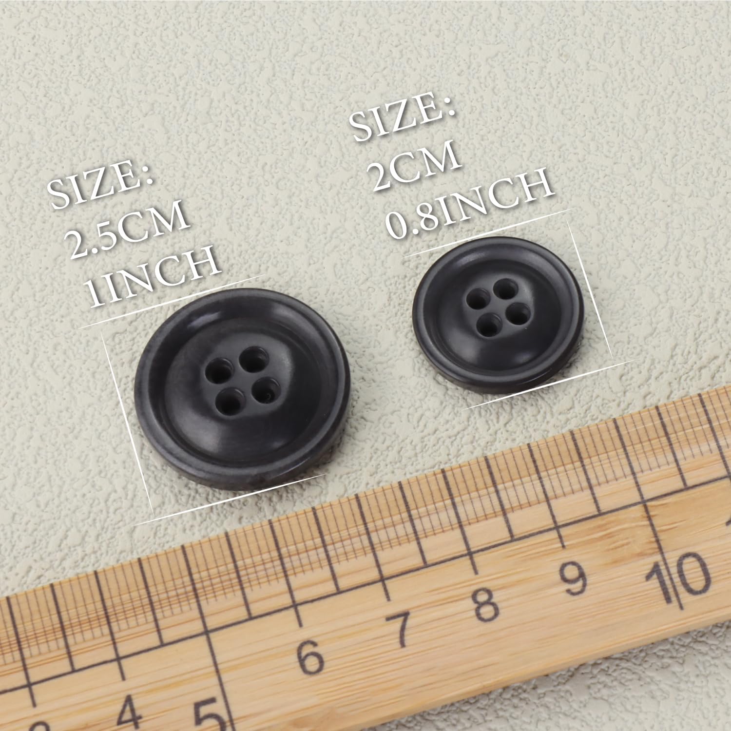 LTWHOME INOTIONSTYLE Oeko-TEX® Standard 100 Buttons Set 20/25mm 4-Hole Buttons for Men's Coat Clothing & Sewing Gray 16 Pcs JADS00691K