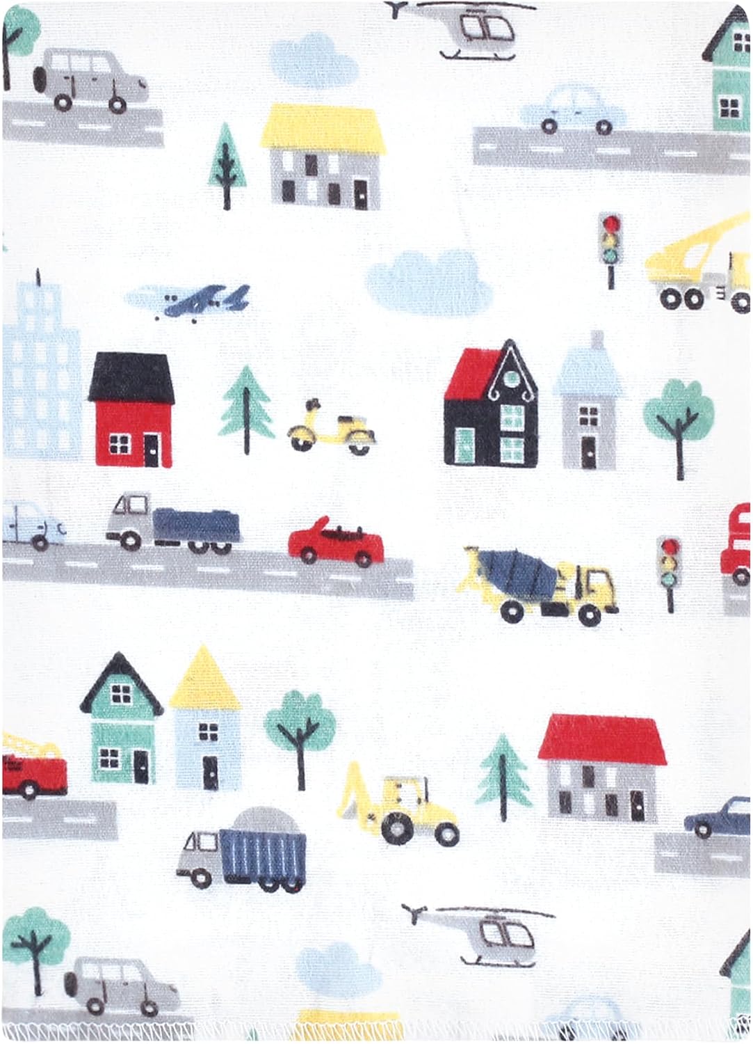 Hudson Baby Unisex Baby Cotton Poly Flannel Burp Cloths Bundle, City Life, One Size image 3