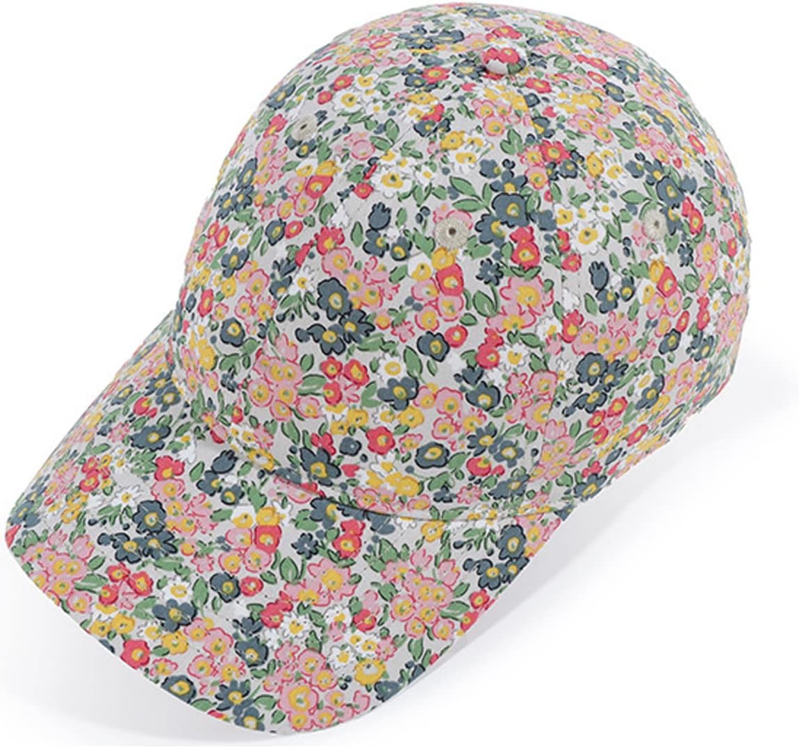 Floral Baseball Cap Cotton Dad Hat Adjustable Print Ball Cap for Women - Image 2