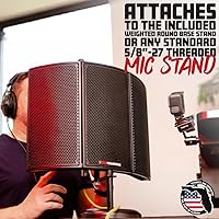 Vista 3 de Gator Frameworks Micrófono de escritorio portátil Escudo de aislamiento vocal con base redonda; tamaño del escudo 12 x 16 pulgadas (GFW-MICISO1216)