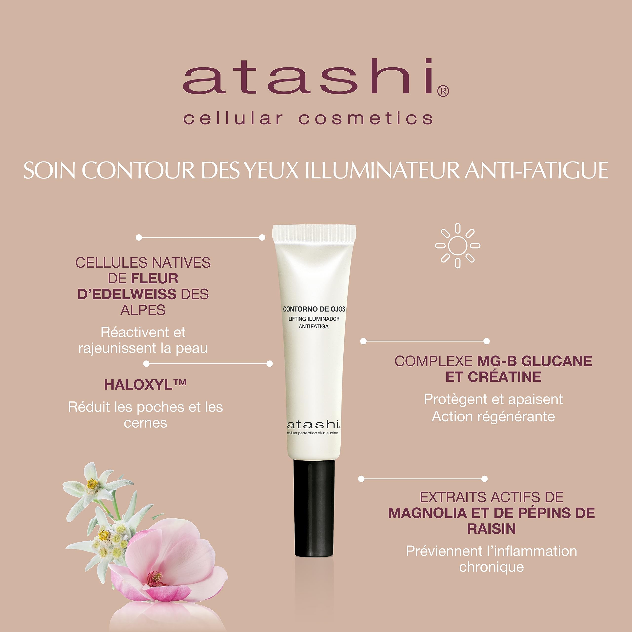 Atashi - Coffret Rituel No Make Up-Make Up - Crème DD Teint Moyen (50ml) + Contour des Yeux Illuminateur (15ml) + Exfoliant Radiant Skin (40ml) + Éponge de Maquillage