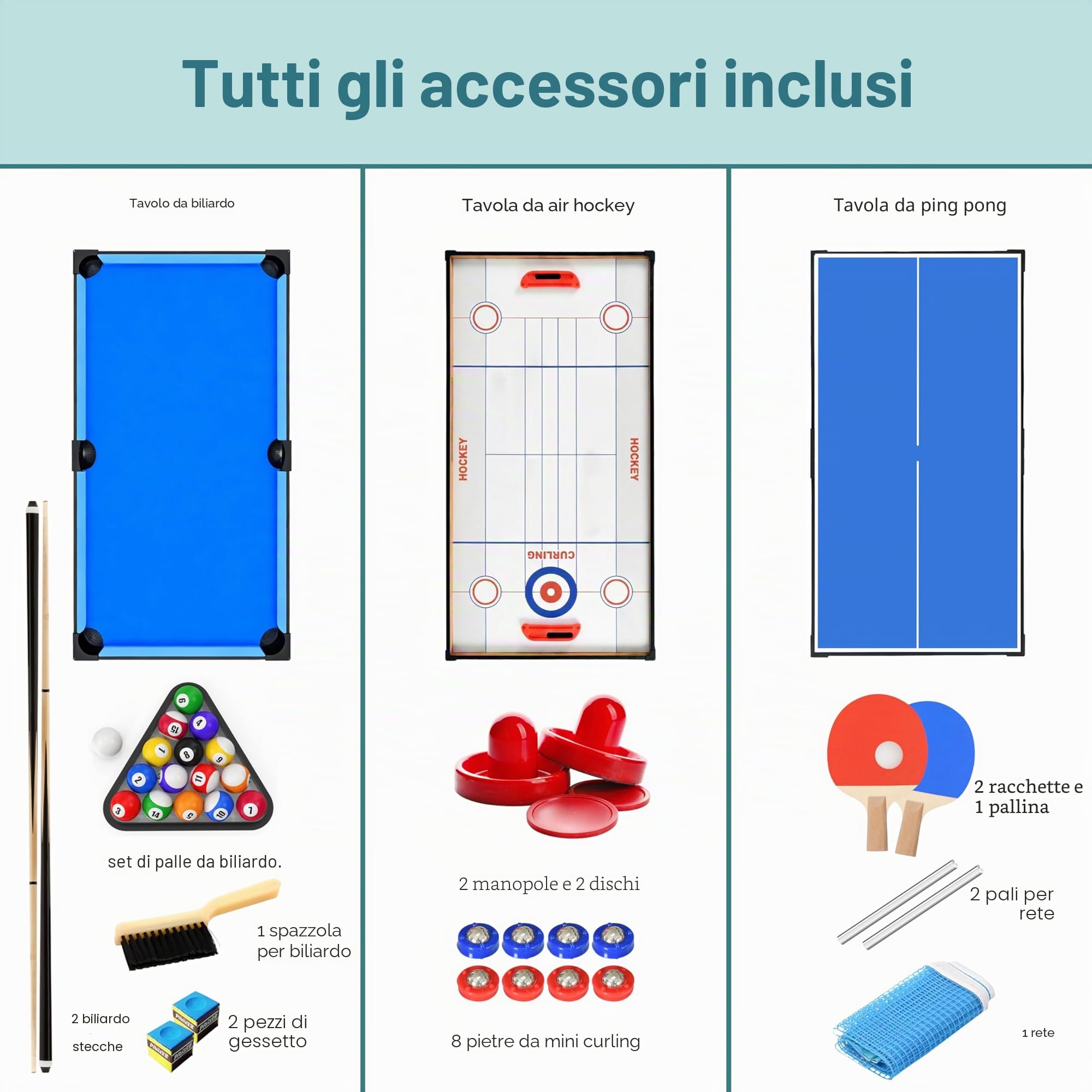 SereneLife Tavolo da Gioco 2 in 1 con Calcio Balilla Professionale Hockey ad Aria Calcio Balilla con Palline, Mazze e Dischetti per Casa
